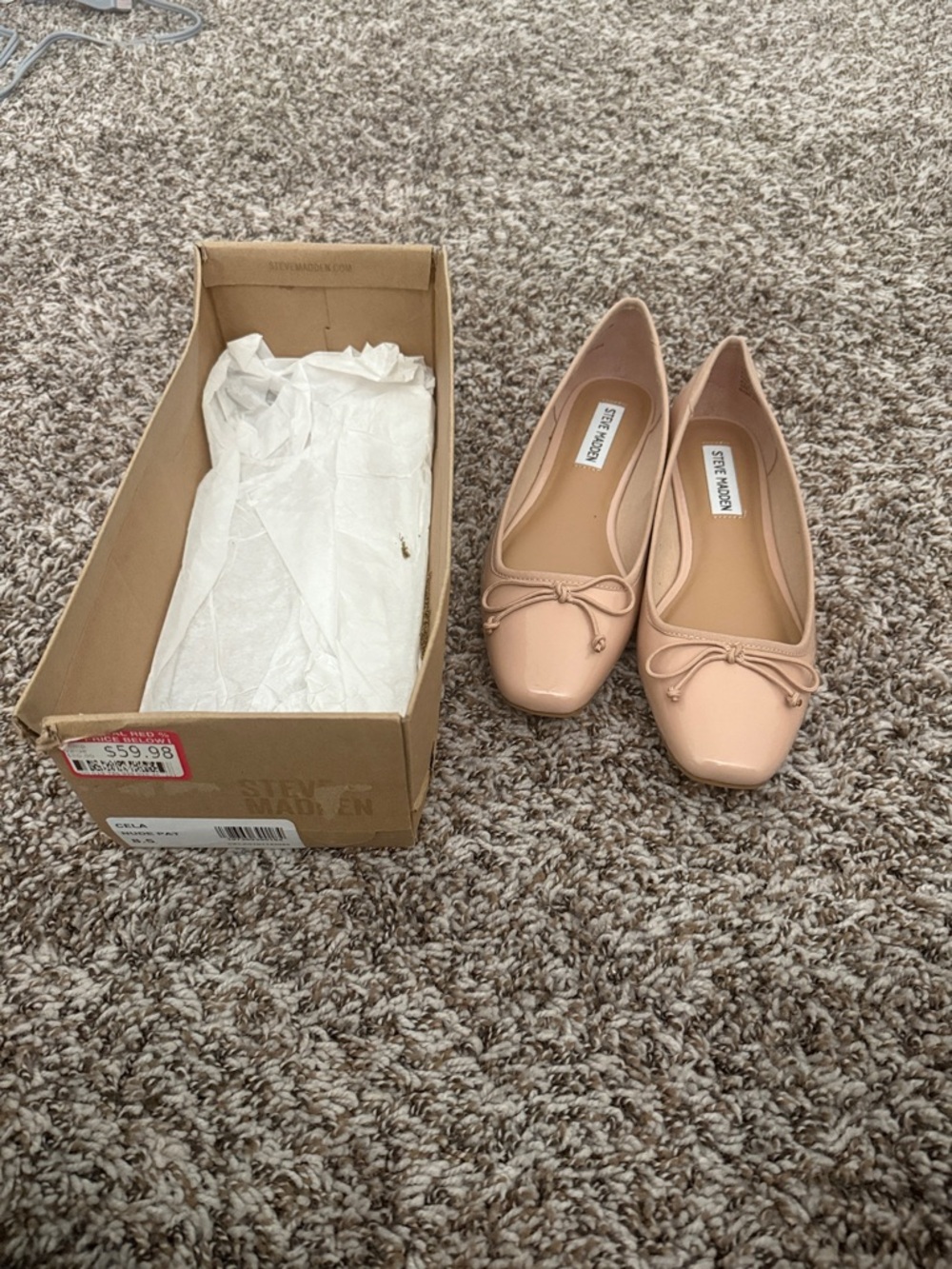 Steve Madden Blush Patent Ballet Flats with Bow